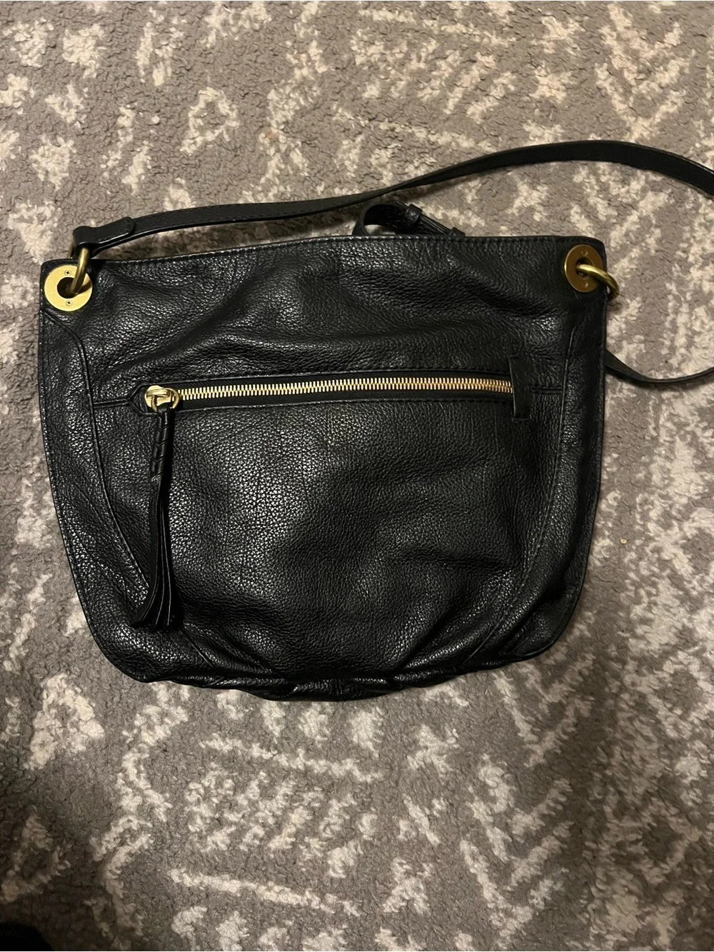 orYANI Celine Italian leather slouchy crossbody bag black gold-tone hardware